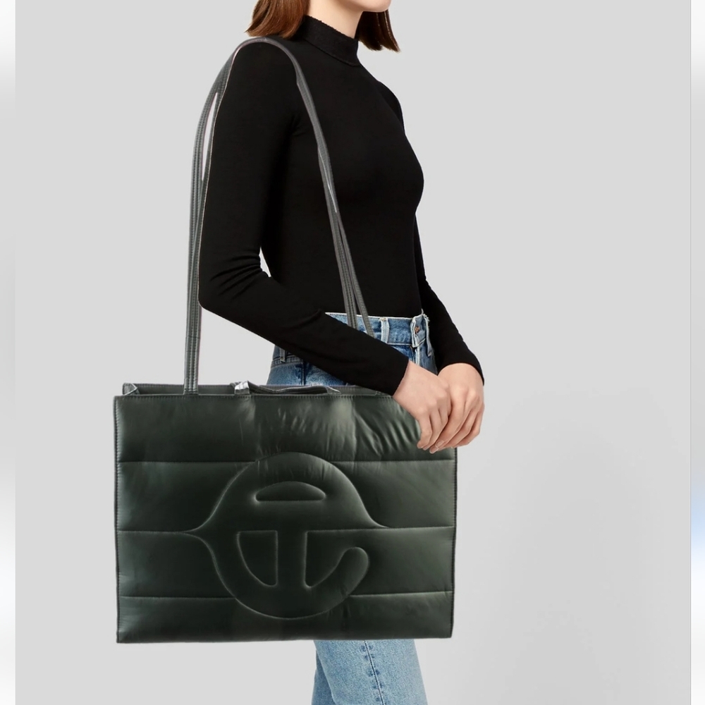 NWT Telfar Puff Shopper Green Quilted Tote  Bag